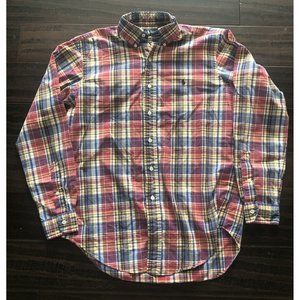 Ralph Lauren Mens Classic Fit Button Up Shirt Size M Medium Red Blue Plaid